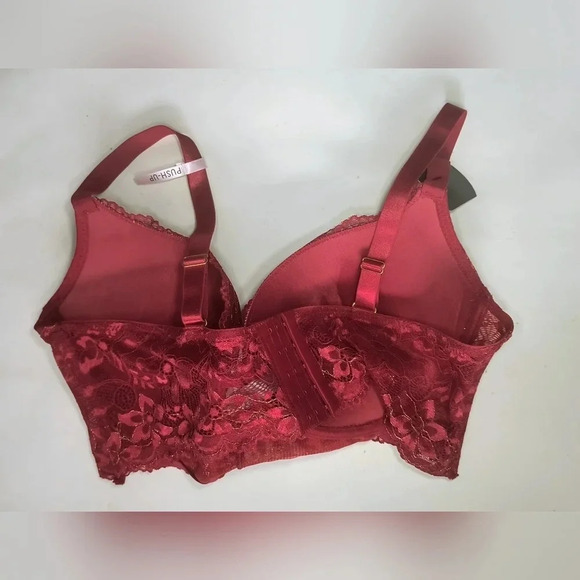 Daisy Fuentes Red Floral Lace Underwire Full Figure Push Up Bra, 42D, NWT - Picture 2 of 7